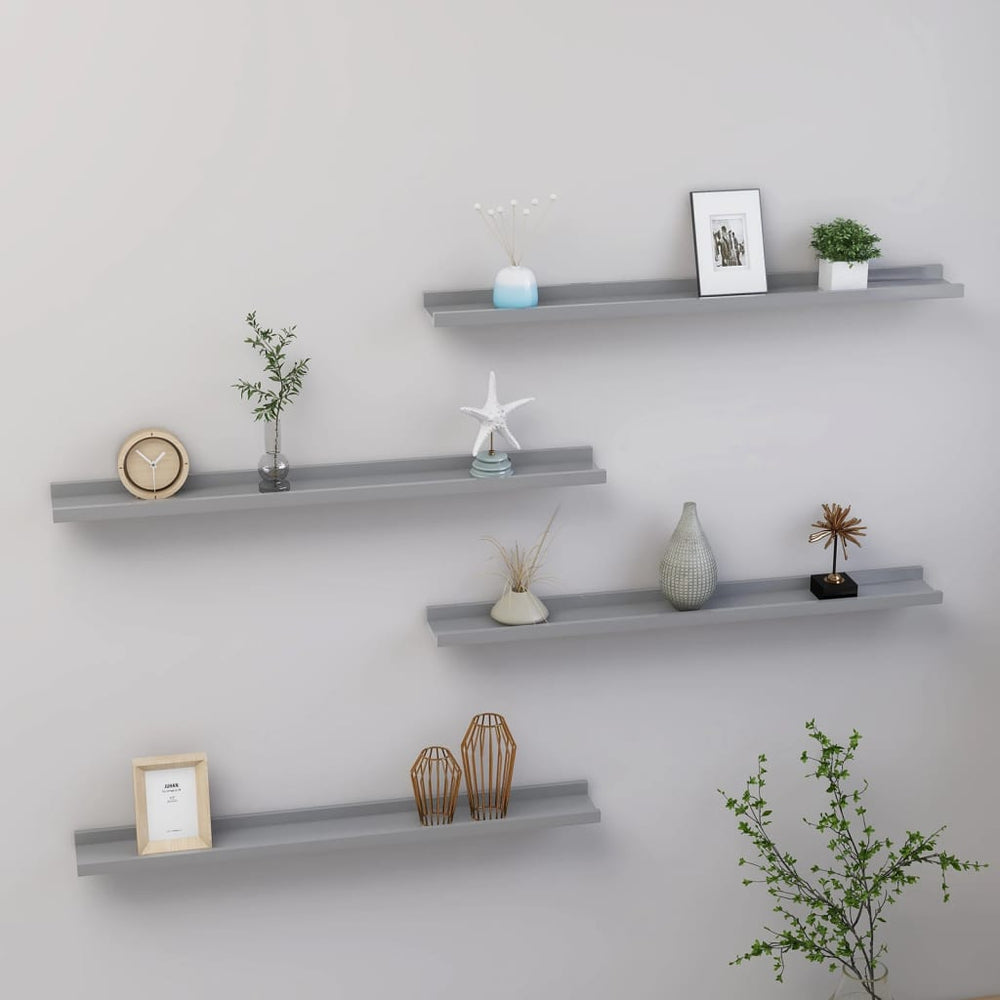 Wandschappen 4 st 80x9x3 cm grijs MeubelReus