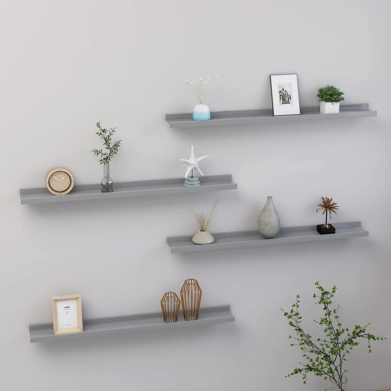 Wandschappen 4 st 80x9x3 cm grijs MeubelReus