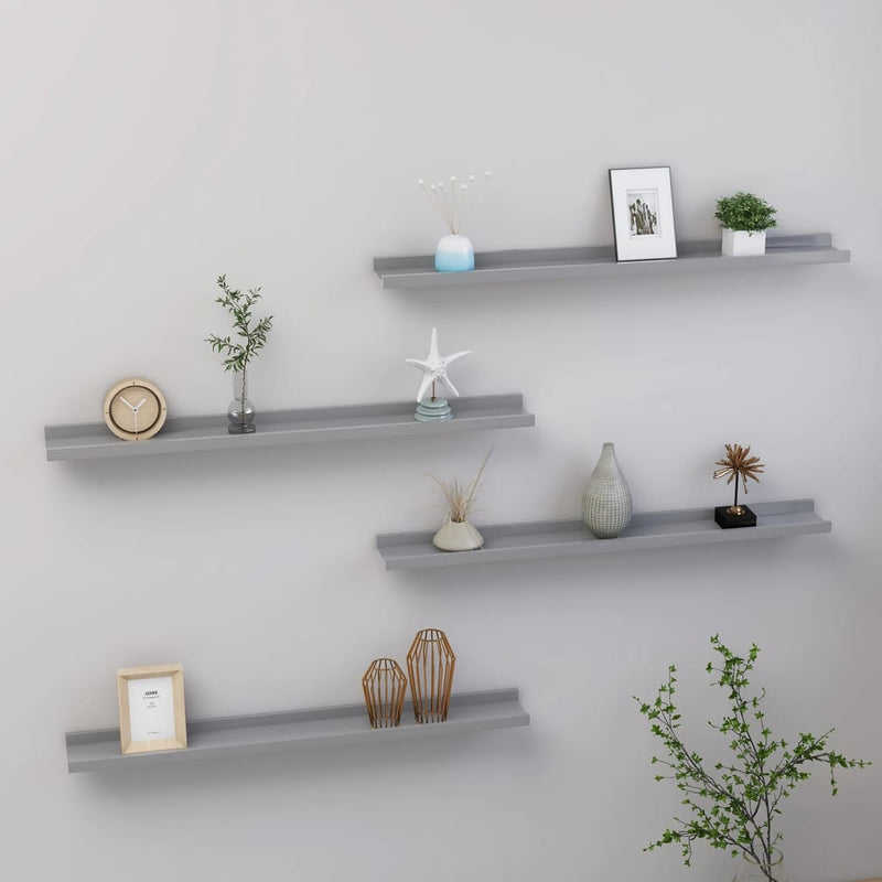 Wandschappen 4 st 80x9x3 cm grijs MeubelReus