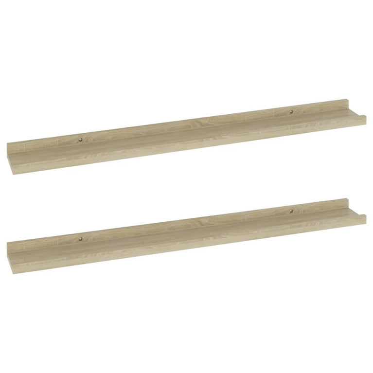 Wandschappen 2 st 80x9x3 cm sonoma eikenkleurig