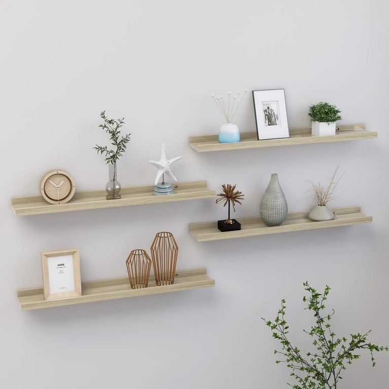 Wandschappen 4 st 60x9x3 cm sonoma eikenkleurig MeubelReus
