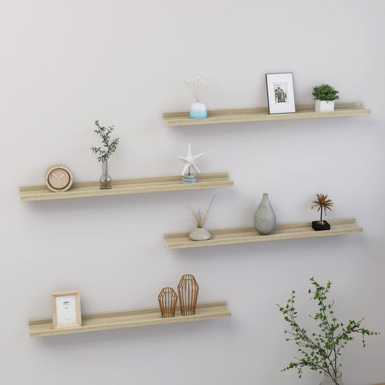 Wandschappen 4 st 80x9x3 cm sonoma eikenkleurig MeubelReus