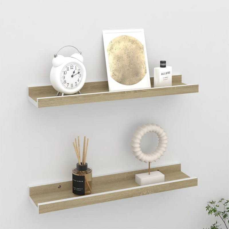 Wandschappen 2 st 40x9x3 cm wit sonoma eikenkleurig MeubelReus