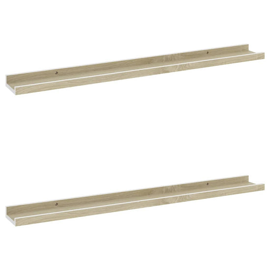 Wandschappen 2 st 80x9x3 cm wit en sonoma eikenkleurig MeubelReus