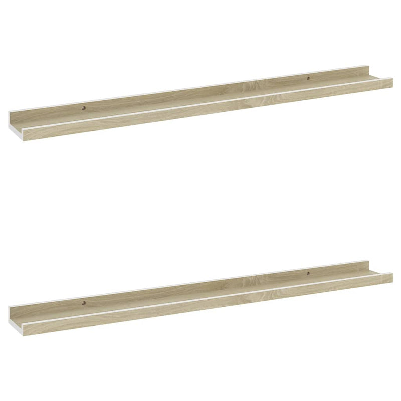 Wandschappen 2 st 80x9x3 cm wit en sonoma eikenkleurig MeubelReus