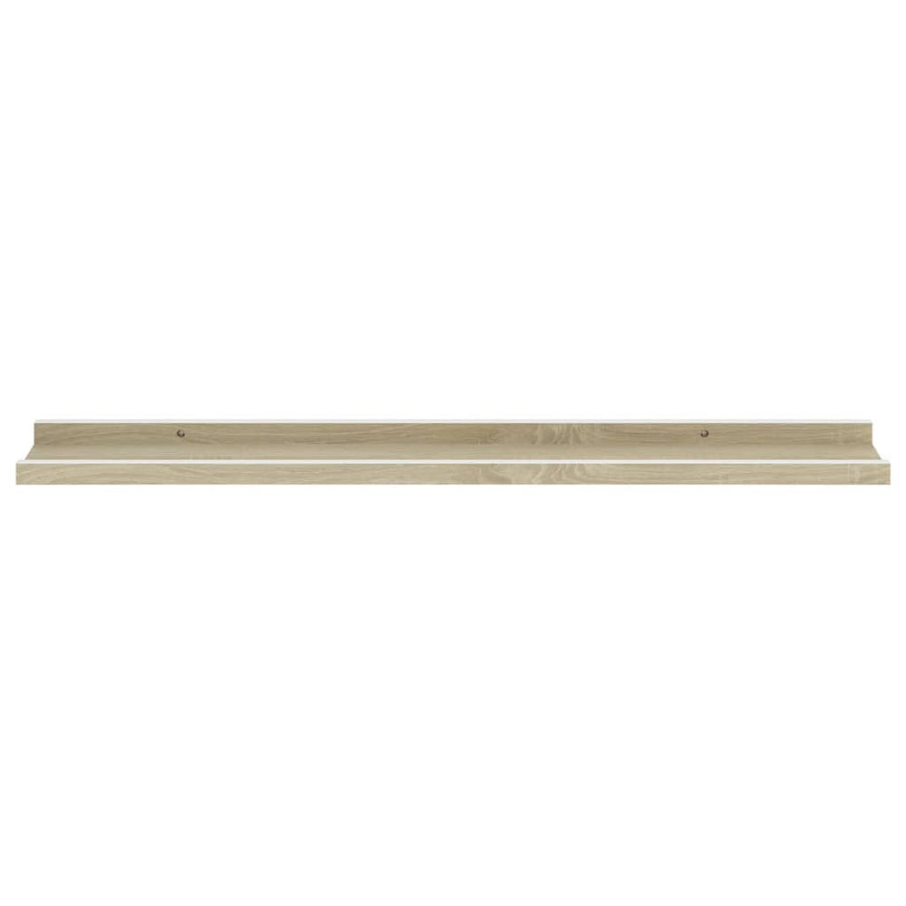Wandschappen 2 st 80x9x3 cm wit en sonoma eikenkleurig MeubelReus