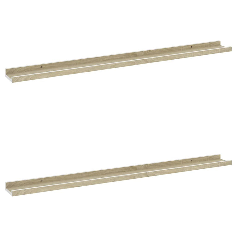 Wandschappen 2 st 100x9x3 cm wit en sonoma eikenkleurig MeubelReus