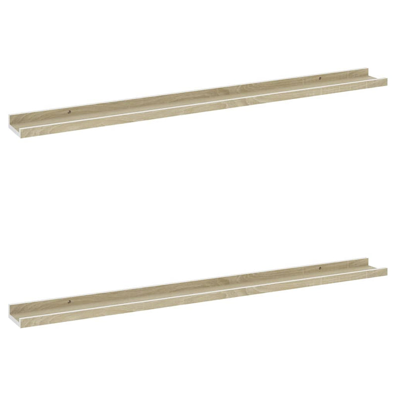 Wandschappen 2 st 100x9x3 cm wit en sonoma eikenkleurig MeubelReus