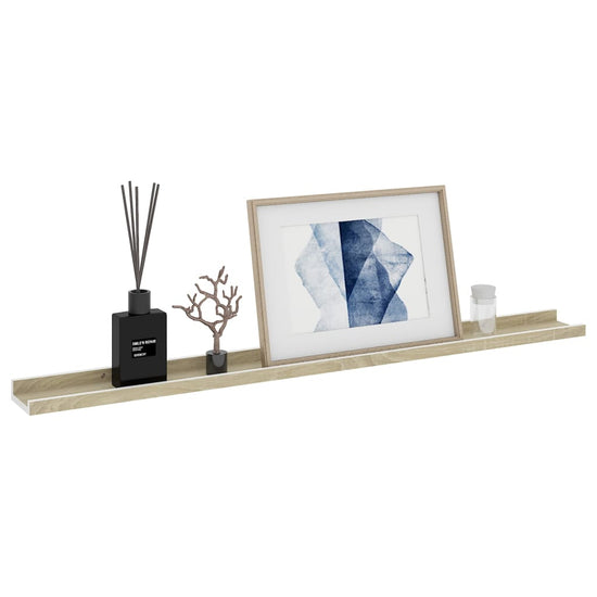 Wandschappen 2 st 100x9x3 cm wit en sonoma eikenkleurig MeubelReus