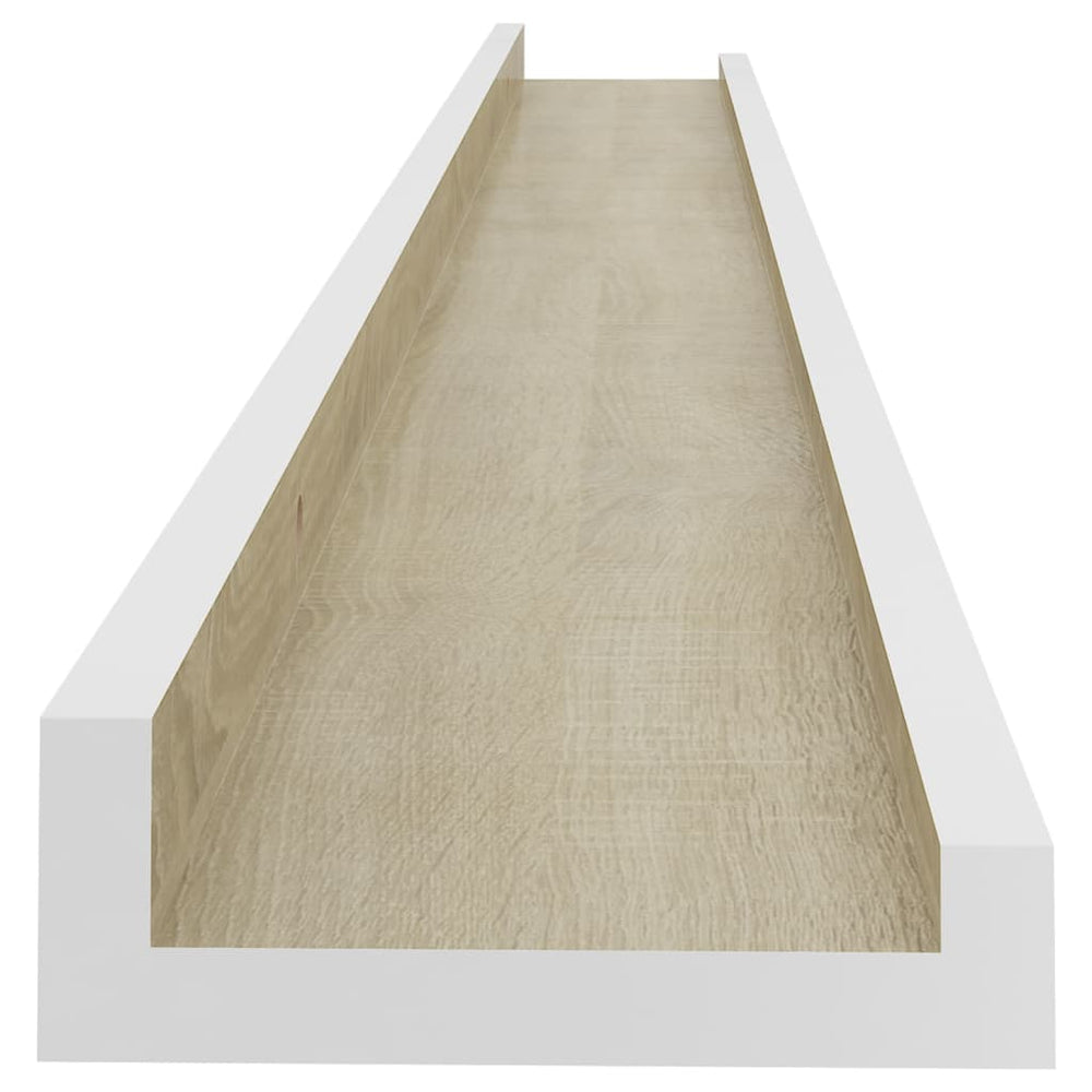 Wandschappen 2 st 100x9x3 cm wit en sonoma eikenkleurig MeubelReus