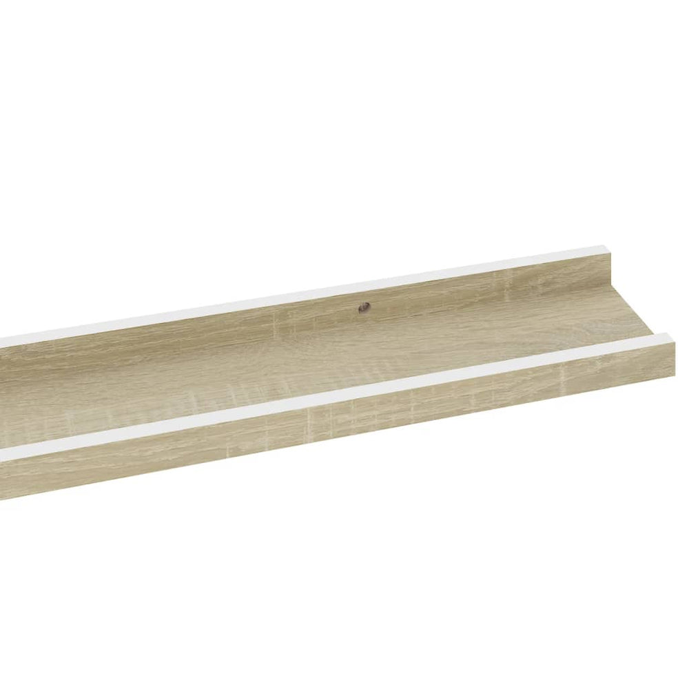 Wandschappen 2 st 100x9x3 cm wit en sonoma eikenkleurig MeubelReus