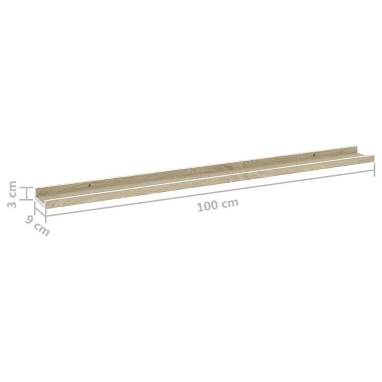 Wandschappen 2 st 100x9x3 cm wit en sonoma eikenkleurig MeubelReus