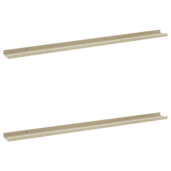 Wandschappen 2 st 115x9x3 cm wit en sonoma eikenkleurig MeubelReus
