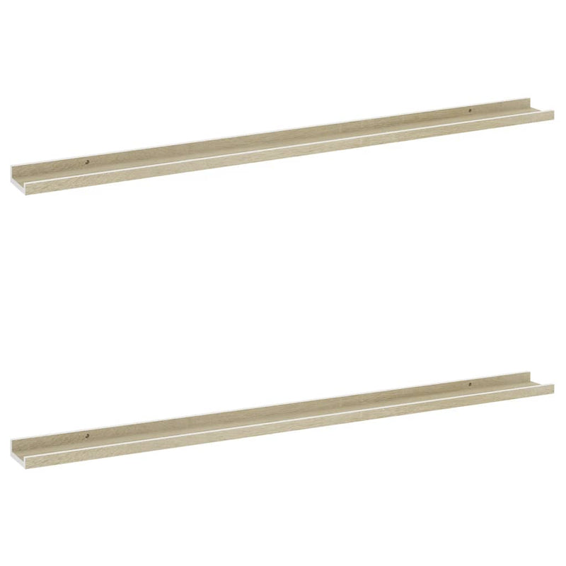 Wandschappen 2 st 115x9x3 cm wit en sonoma eikenkleurig MeubelReus