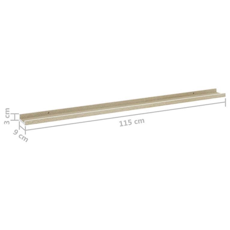 Wandschappen 2 st 115x9x3 cm wit en sonoma eikenkleurig MeubelReus