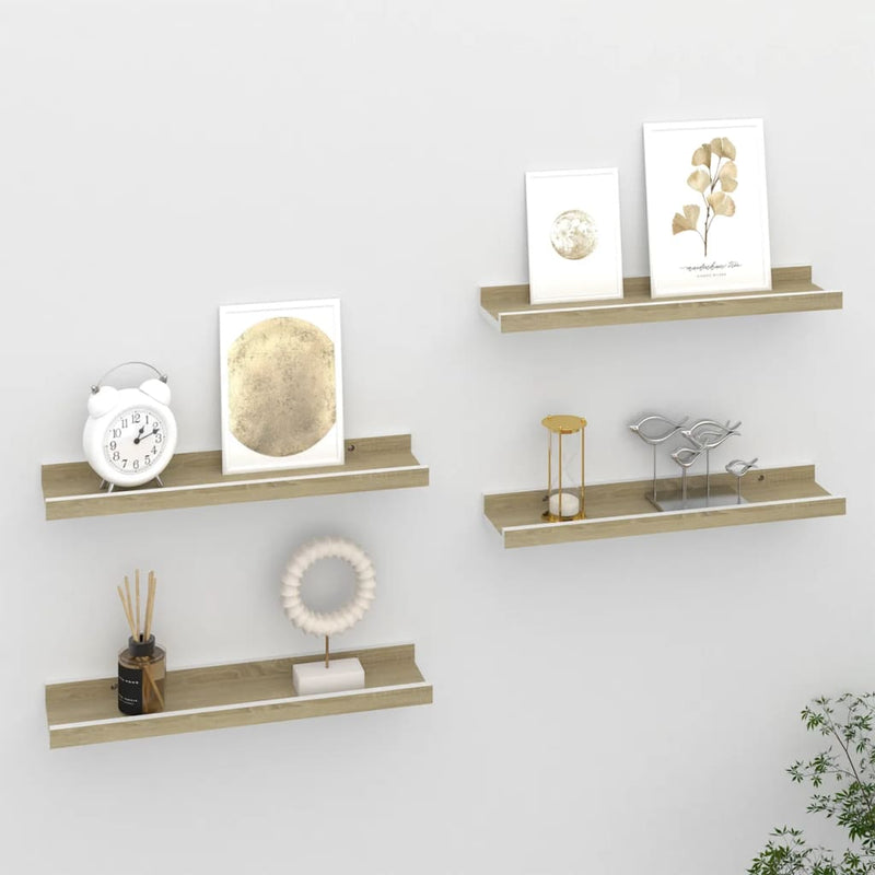 Wandschappen 4 st 40x9x3 cm wit en sonoma eikenkleurig MeubelReus