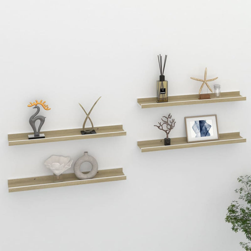 Wandschappen 4 st 60x9x3 cm wit en sonoma eikenkleurig MeubelReus