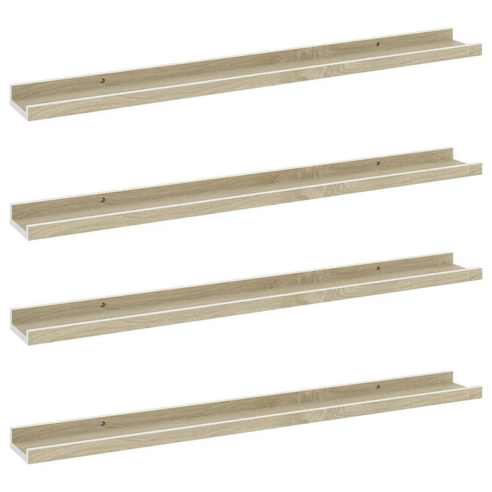 Wandschappen 4 st 80x9x3 cm wit en sonoma eikenkleurig MeubelReus