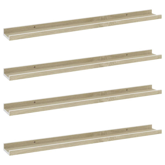Wandschappen 4 st 80x9x3 cm wit en sonoma eikenkleurig MeubelReus