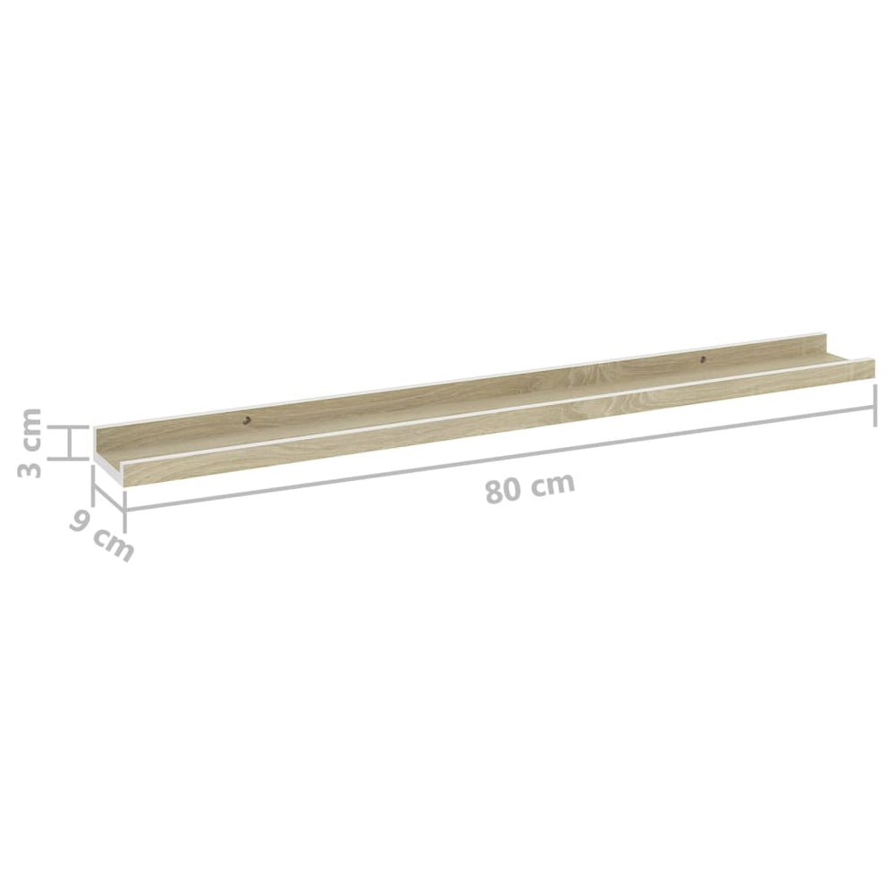 Wandschappen 4 st 80x9x3 cm wit en sonoma eikenkleurig MeubelReus