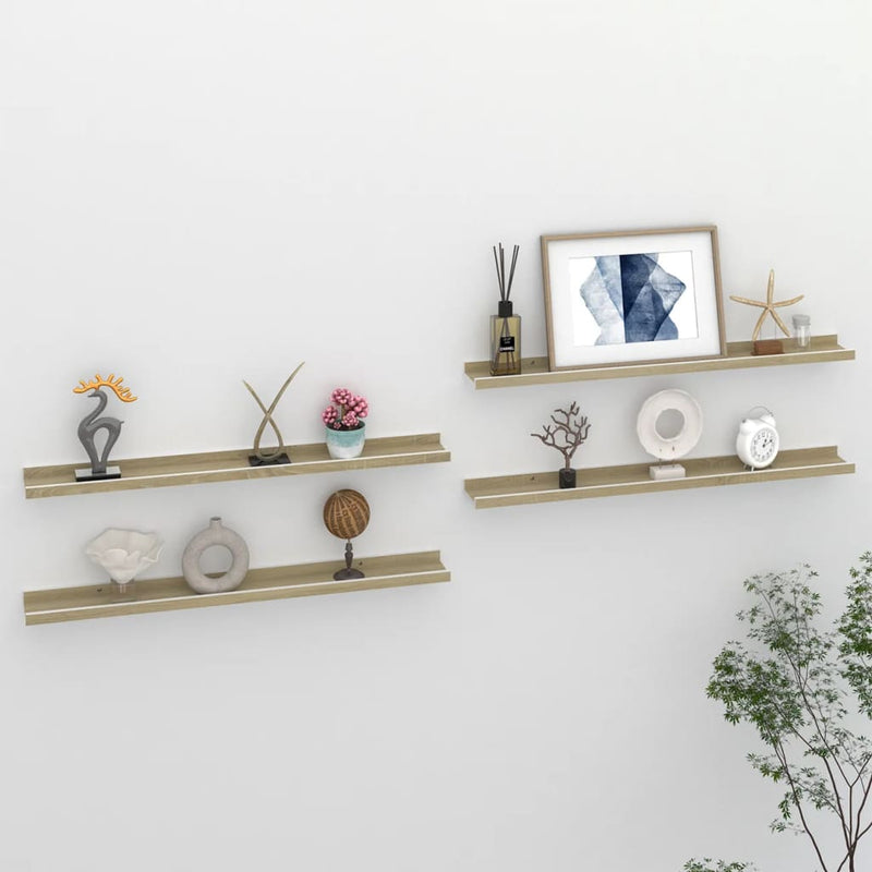 Wandschappen 4 st 80x9x3 cm wit en sonoma eikenkleurig MeubelReus