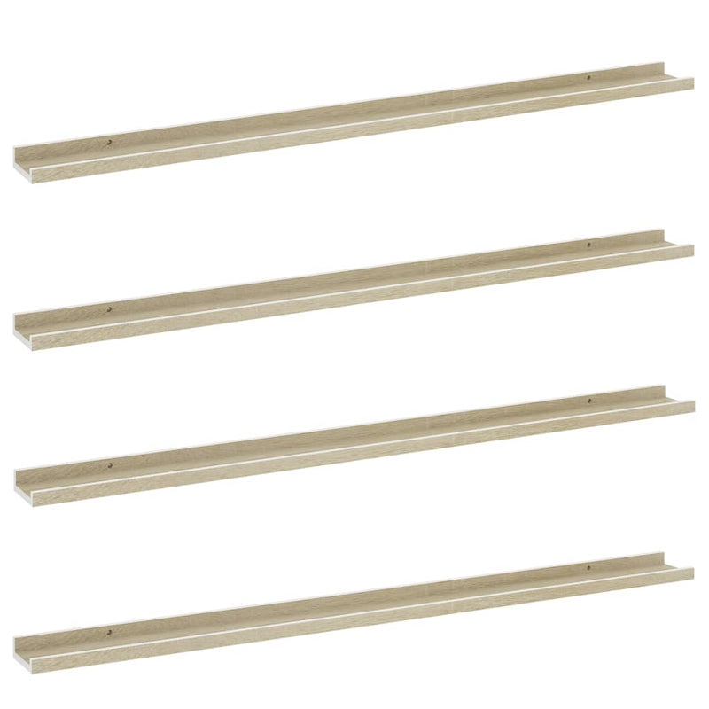 Wandschappen 4 st 115x9x3 cm wit en sonoma eikenkleurig MeubelReus