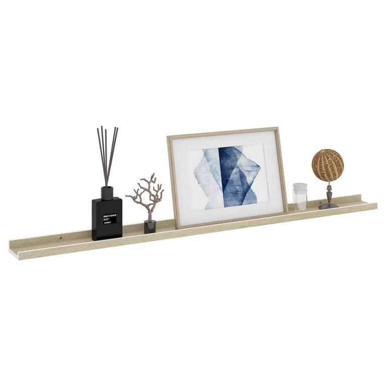 Wandschappen 4 st 115x9x3 cm wit en sonoma eikenkleurig MeubelReus