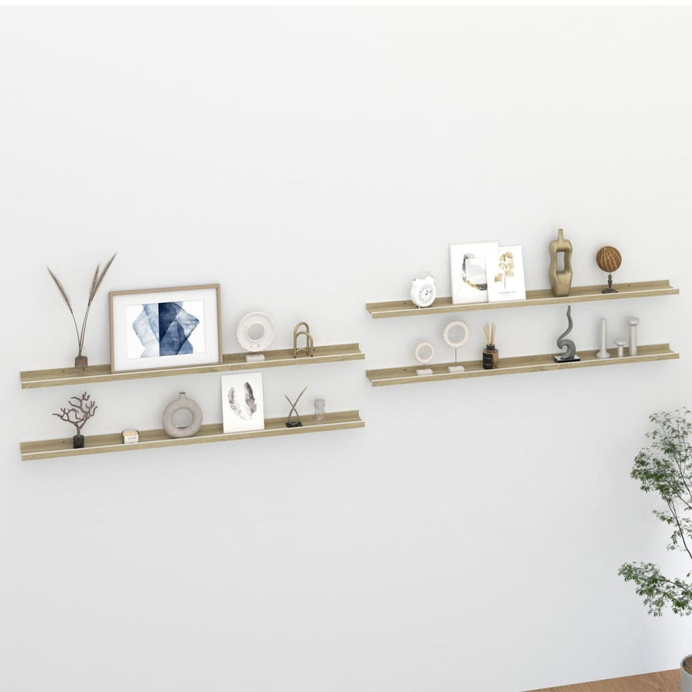 Wandschappen 4 st 115x9x3 cm wit en sonoma eikenkleurig MeubelReus