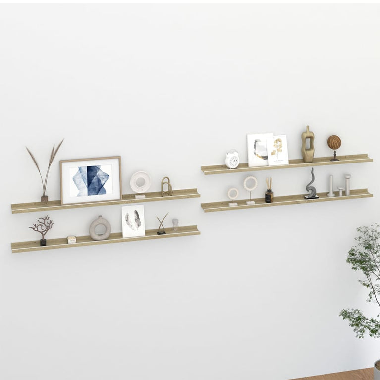 Wandschappen 4 st 115x9x3 cm wit en sonoma eikenkleurig MeubelReus