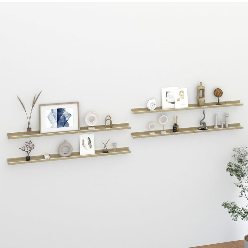 Wandschappen 4 st 115x9x3 cm wit en sonoma eikenkleurig MeubelReus