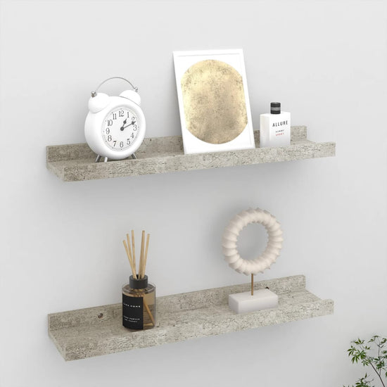 Wandschappen 2 st 40x9x3 cm betongrijs MeubelReus