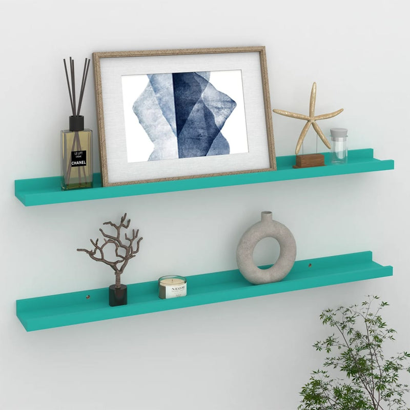 Wandschappen 2 st 80x9x3 cm blauw MeubelReus