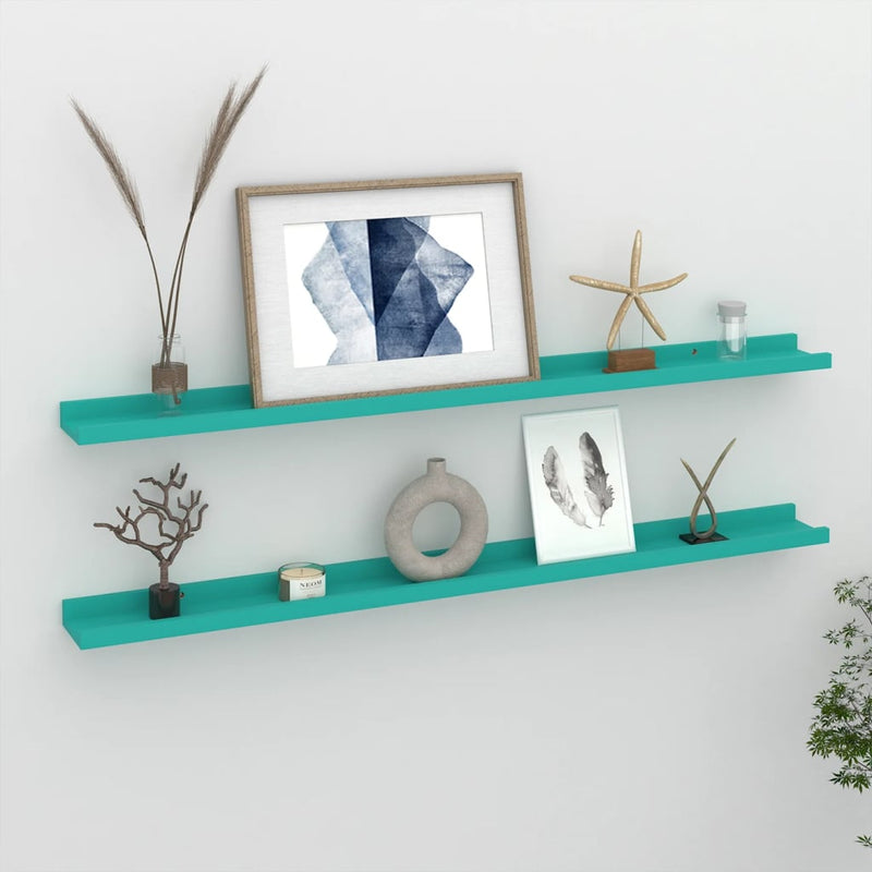 Wandschappen 2 st 100x9x3 cm blauw MeubelReus