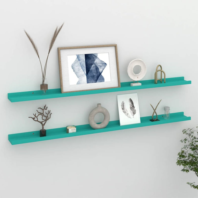 Wandschappen 2 st 115x9x3 cm blauw MeubelReus