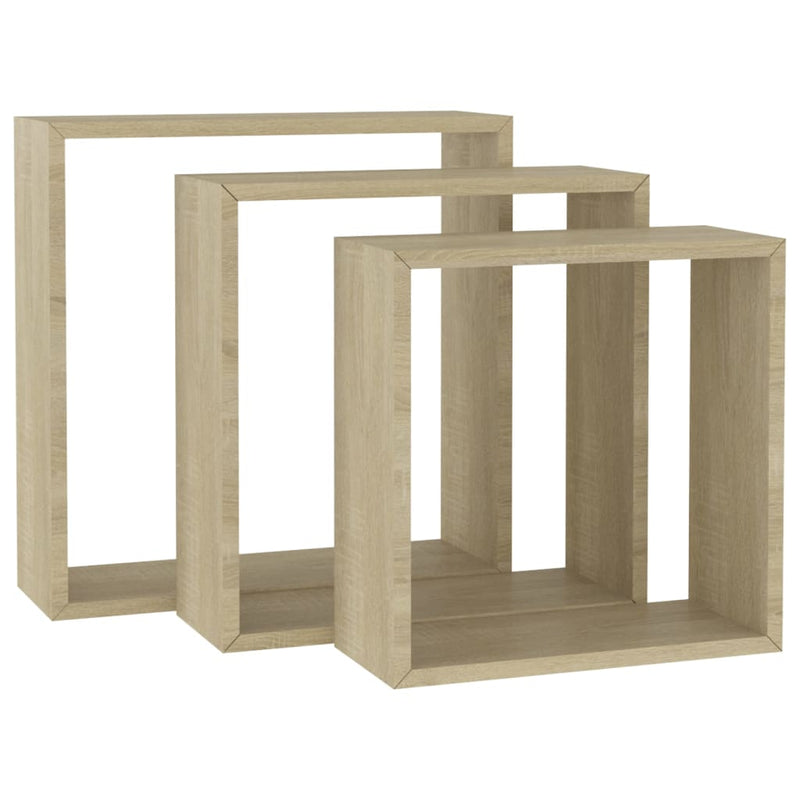 Wandschappen kubus 3 st sonoma eikenkleurig MeubelReus