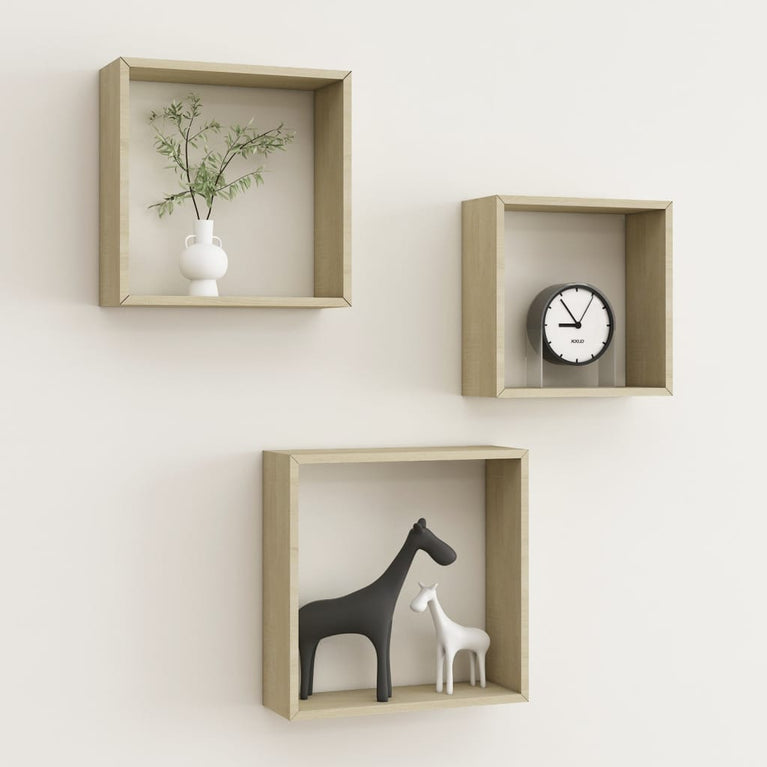 Wandschappen kubus 3 st sonoma eikenkleurig MeubelReus
