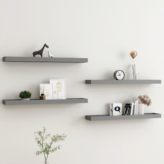 Wandschappen 4 st Loggia 80x15x4 cm MDF grijs MeubelReus