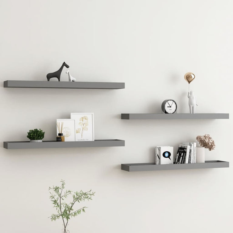 Wandschappen 4 st Loggia 80x15x4 cm MDF grijs MeubelReus