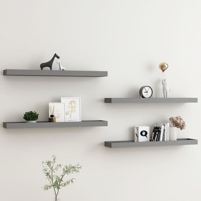 Wandschappen 4 st Loggia 80x15x4 cm MDF grijs MeubelReus