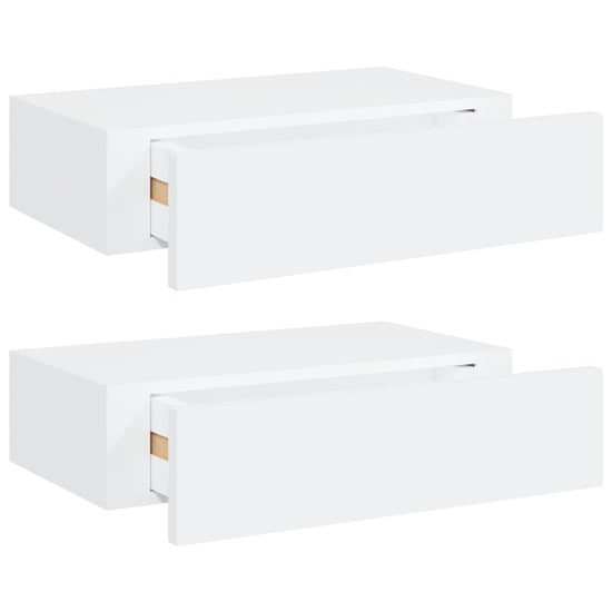 Wandschappen 2 st met lade 40x23,5x10 cm MDF wit MeubelReus