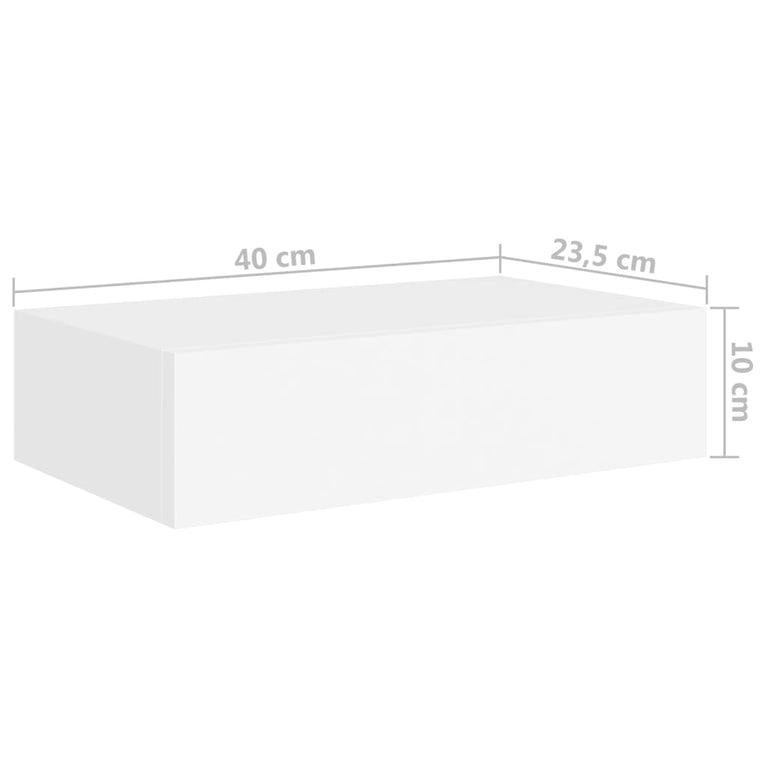 Wandschappen 2 st met lade 40x23,5x10 cm MDF wit MeubelReus