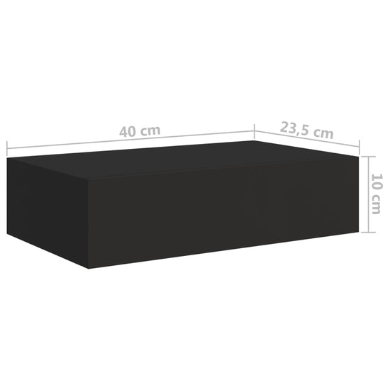 Wandschap met lade 40x23,5x10 cm MDF zwart MeubelReus