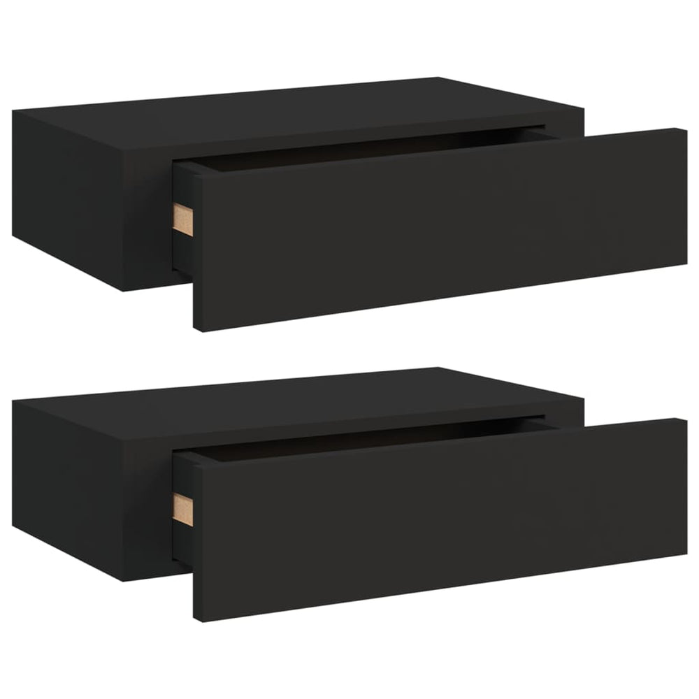 Wandschappen 2 st met lade 40x23,5x10 cm MDF zwart MeubelReus