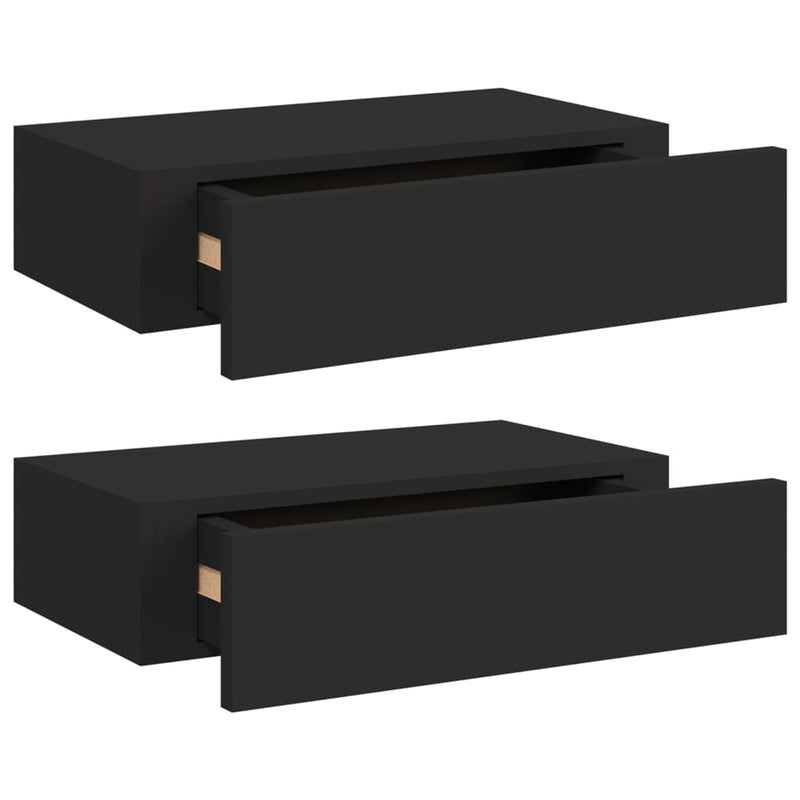 Wandschappen 2 st met lade 40x23,5x10 cm MDF zwart MeubelReus