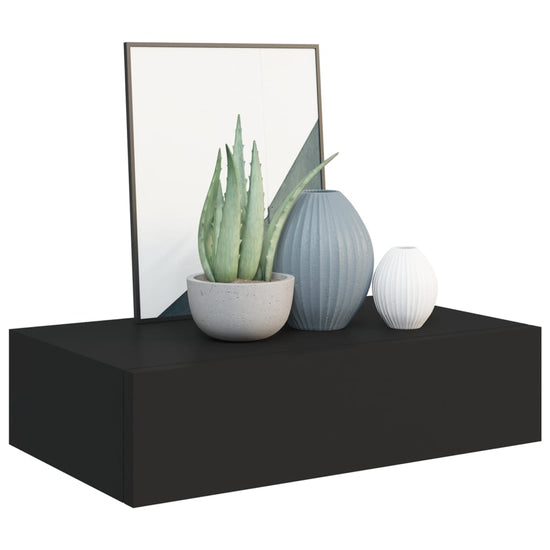 Wandschappen 2 st met lade 40x23,5x10 cm MDF zwart MeubelReus