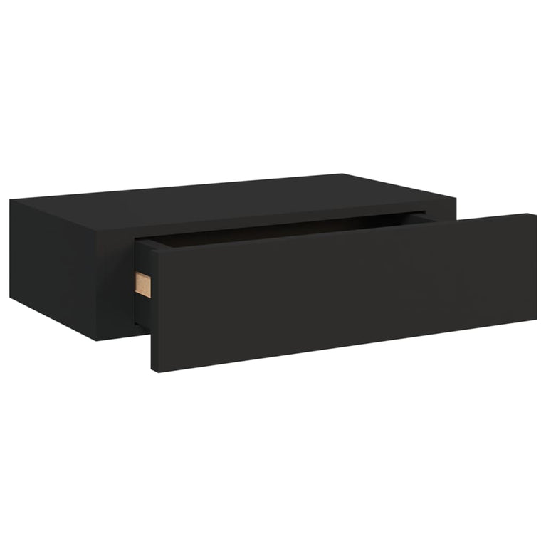 Wandschappen 2 st met lade 40x23,5x10 cm MDF zwart MeubelReus