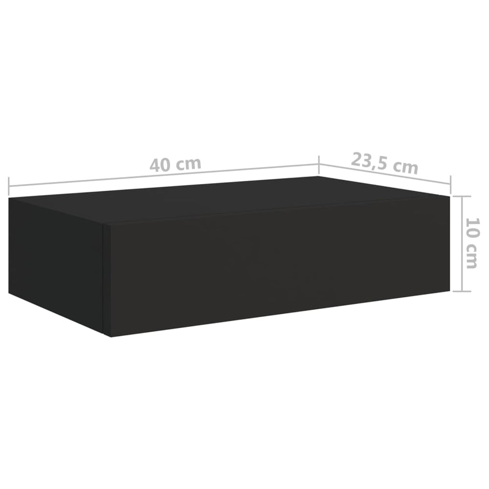Wandschappen 2 st met lade 40x23,5x10 cm MDF zwart MeubelReus