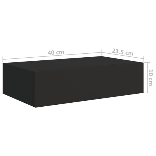 Wandschappen 2 st met lade 40x23,5x10 cm MDF zwart MeubelReus