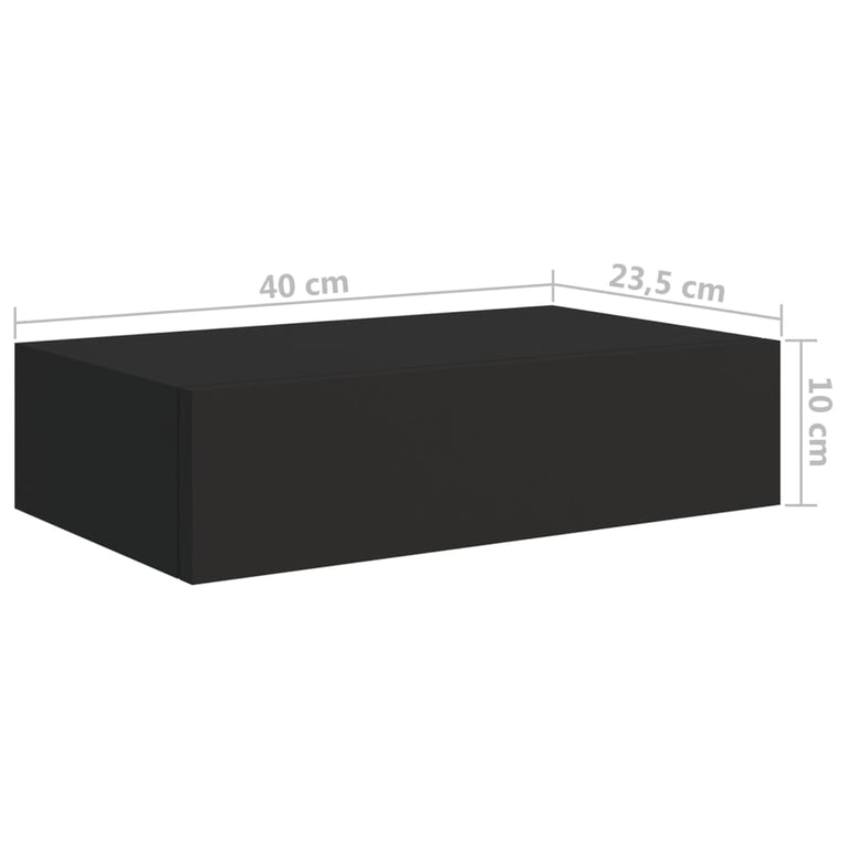 Wandschappen 2 st met lade 40x23,5x10 cm MDF zwart MeubelReus