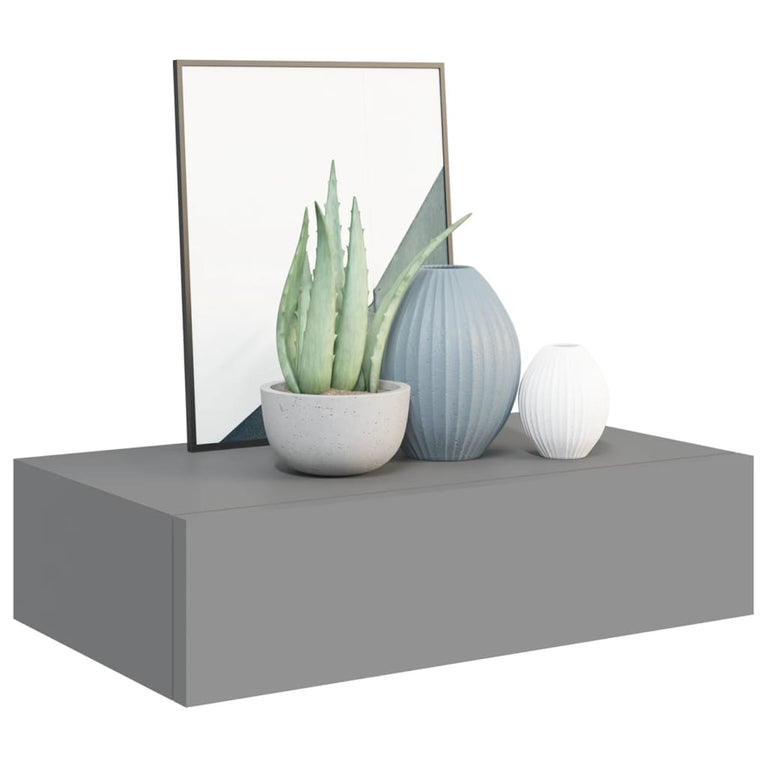 Wandschap met lade 40x23,5x10 cm MDF grijs MeubelReus